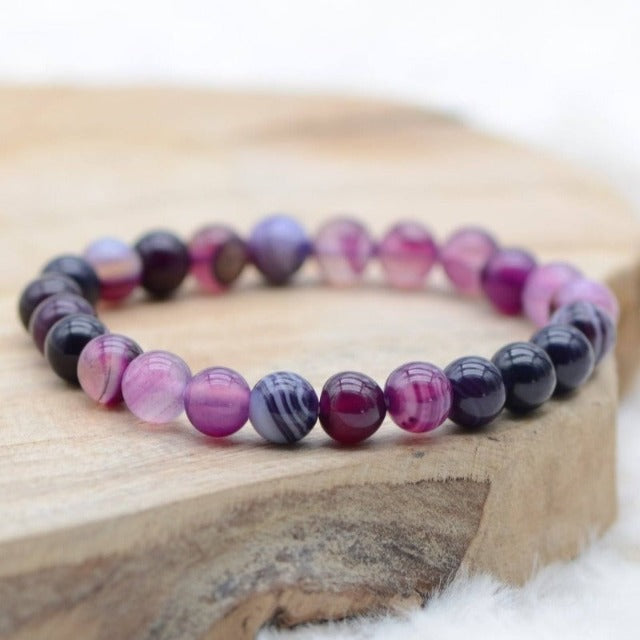 "Spirituality" Bracelet in Amethyst & Violet Agate Curb Chain