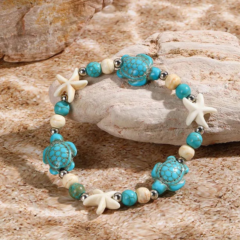Bohemian Style Bracelet with Turtles, Starfish, and Shells