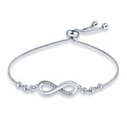 Infinity Symbol Bracelet in Silver Cuban Chain for Women