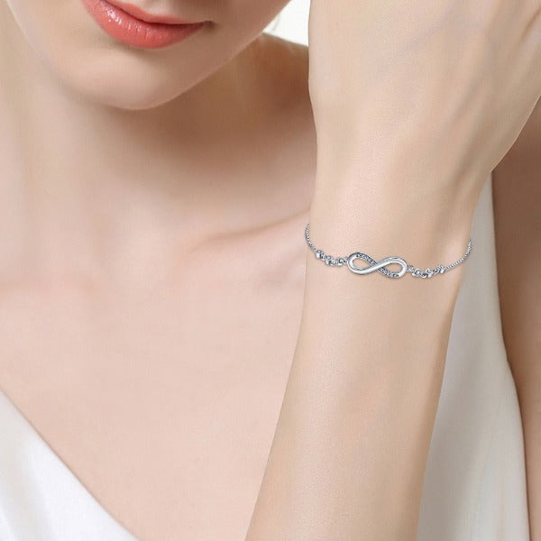 Infinity Symbol Bracelet in Silver Cuban Chain for Women