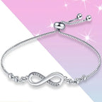 Infinity Symbol Bracelet in Silver Cuban Chain for Women