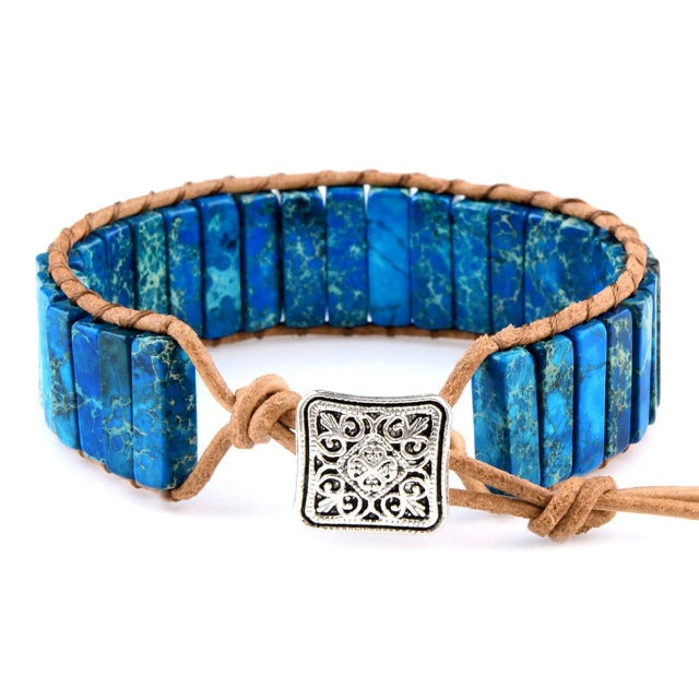 Natural Stone Protection Tibetan Bracelet in Sapphire