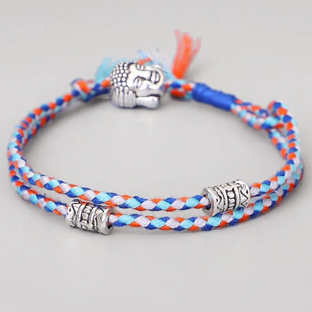 Blue Braided Tibetan Lucky Charm Bracelet
