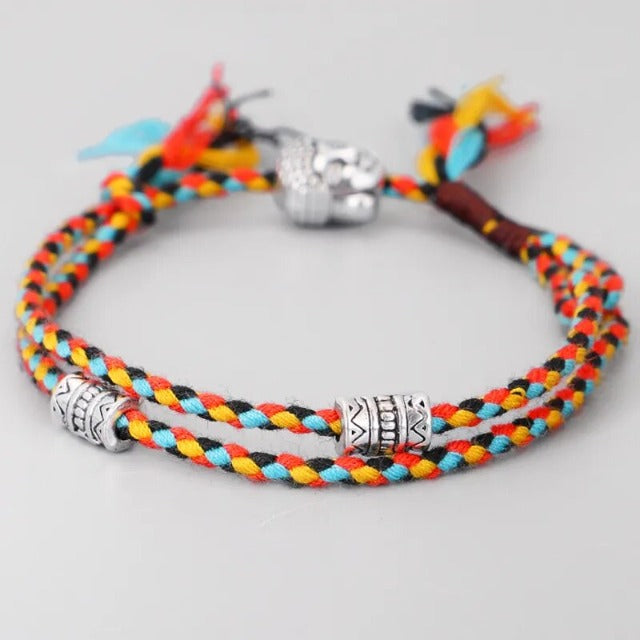 Orange Braided Tibetan Lucky Charm Bracelet