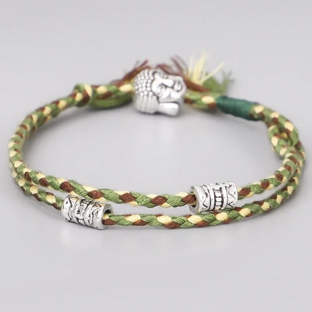 Green Braided Tibetan Lucky Charm Bracelet
