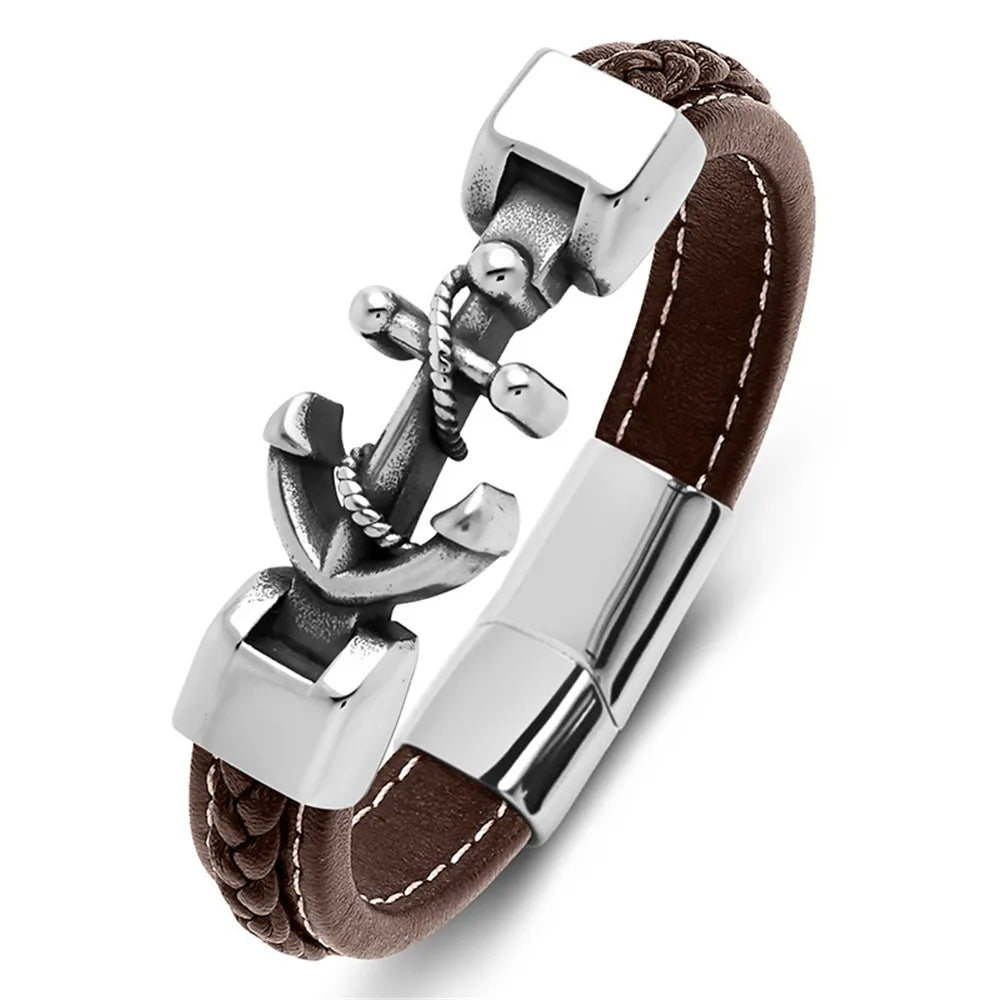 Brown twisted anchor bracelet