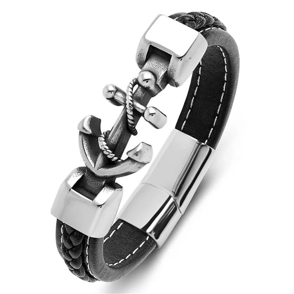 Black twisted anchor bracelet