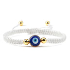 Blue White and Gold Evil Eye Braided Bracelet