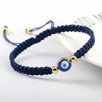 Blue Blue and Gold Evil Eye Braided Bracelet