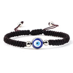 Blue Brown and Silver Evil Eye Braided Bracelet
