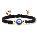 Blue Brown and Gold Evil Eye Braided Bracelet