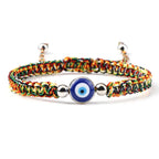 Blue Multicolor and Silver Evil Eye Braided Bracelet