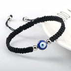 Blue Black and Silver Evil Eye Braided Bracelet
