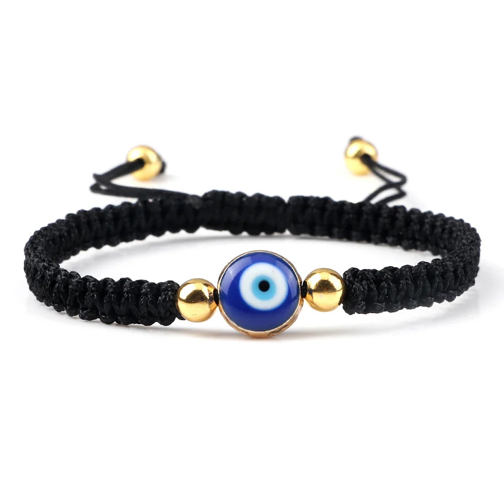 Blue Black and Gold Evil Eye Braided Bracelet