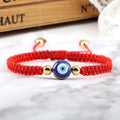 Blue Red and Gold Evil Eye Braided Bracelet