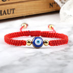 Blue Red and Gold Evil Eye Braided Bracelet