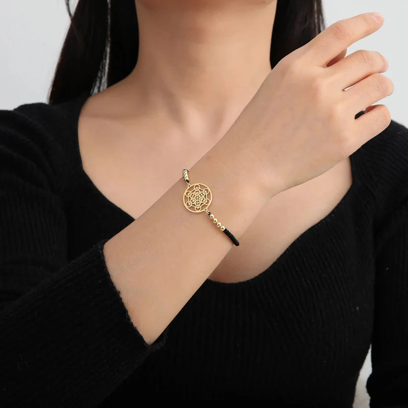 Women's Colored Metatron's Cube Bracelet Black