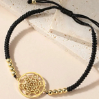 Women's Colored Metatron's Cube Bracelet Black