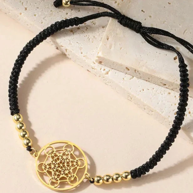 Women's Colored Metatron's Cube Bracelet Black