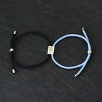 Braided Curb Bracelets for Couples "Love" blue and black