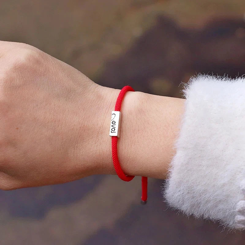 Braided Curb Bracelets for Couples "Love" 