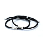 Braided Curb Bracelets for Couples "Love" black and black