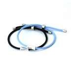 Braided Curb Bracelets for Couples "Love" blue and black