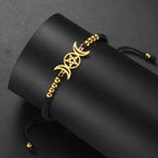 Braided Triple Moon Sorcery Wiccan Chain Bracelet black