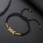 Braided Triple Moon Sorcery Wiccan Chain Bracelet black