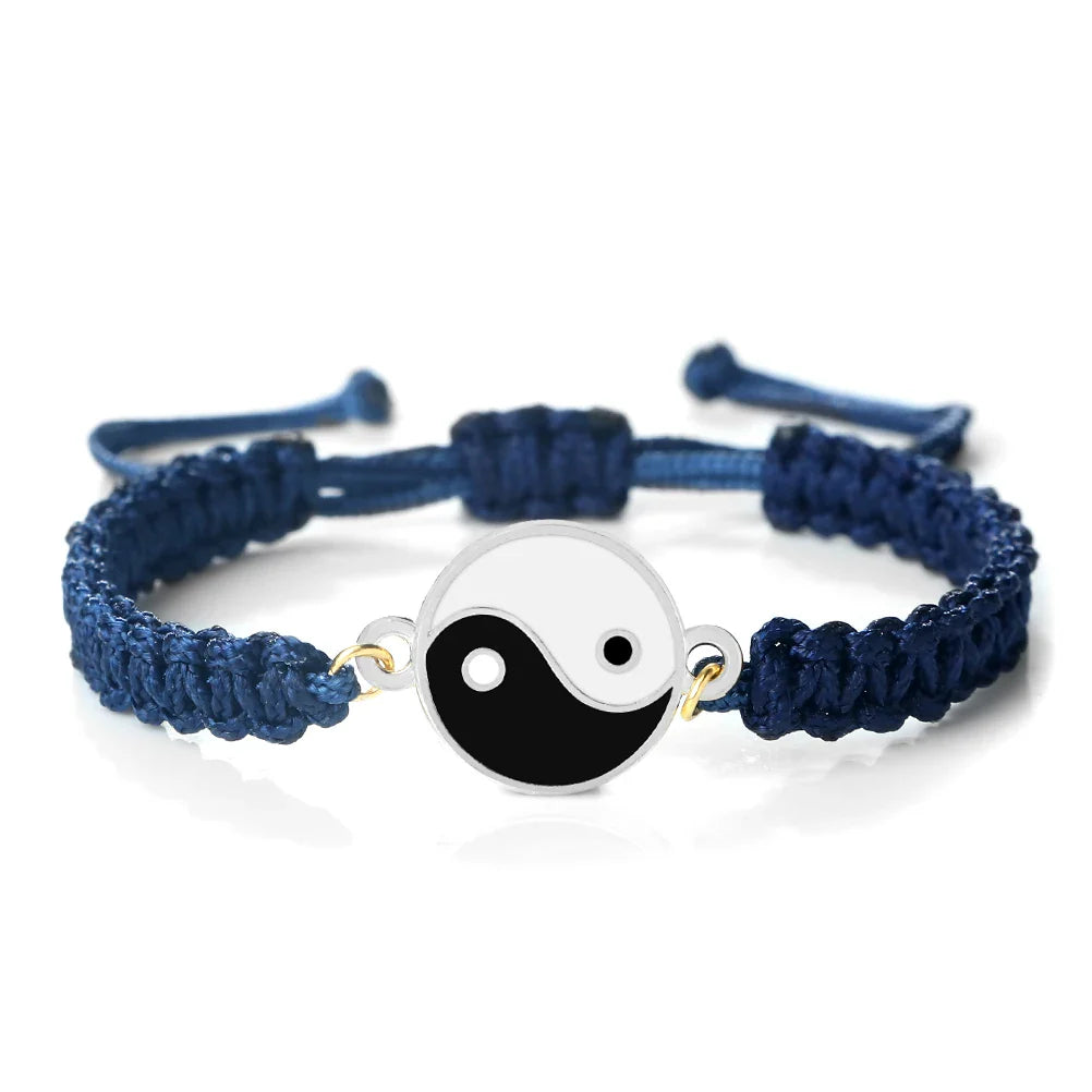Blue and Silver Yin Yang Braided Bracelet