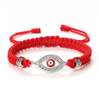 Braided Zircon Turkish Evil Eye Bracelet red silver