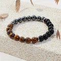 Triple Protection Bracelet with Tiger's Eye, Tourmaline, and Hematite