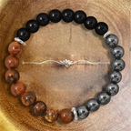 Triple Protection Bracelet with Tiger's Eye, Tourmaline, and Hematite