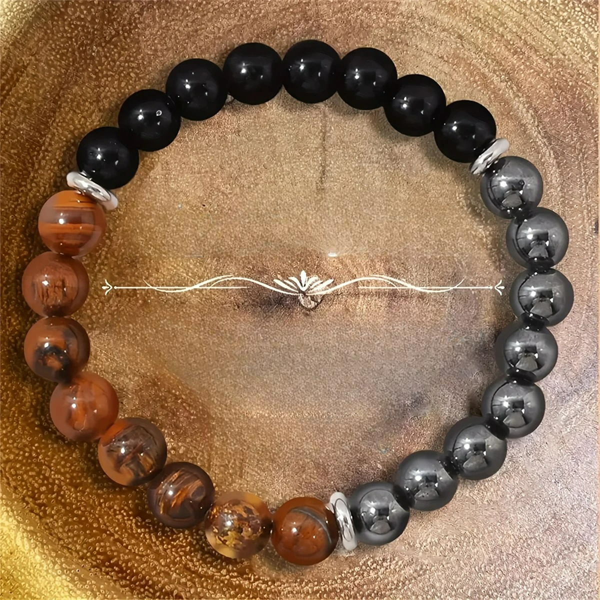 Triple Protection Bracelet with Tiger's Eye, Tourmaline, and Hematite