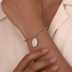 Virgin Mary Christian curb chain bracelet silver