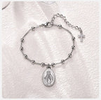 Virgin Mary Christian curb chain bracelet silver