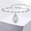 Virgin Mary Christian curb chain bracelet silver