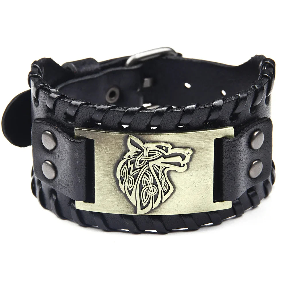 Viking Bracelet Fenrir Wolf Gold