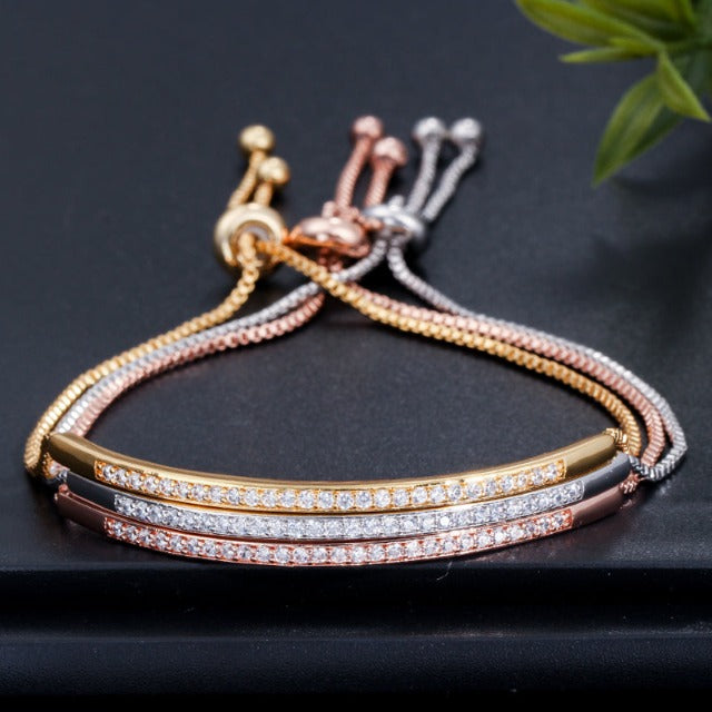 Women's Zircon Bracelet Curb Chain