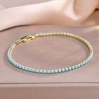 Set of 3 Bracelets with Four-Leaf Clovers in Blue Zircon
