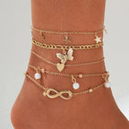 Bohemian-Style Infinity Anklet Bracelets (Set of 5) gold