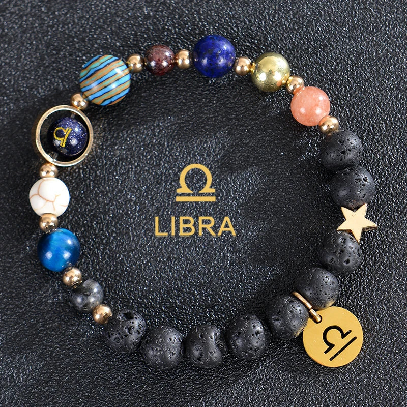Lava Stone Bracelets 12 Constellations Astrological Zodiac Signs Libra