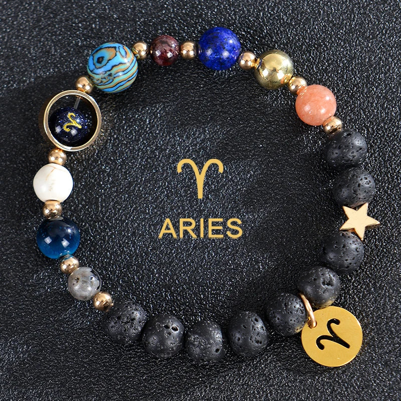 Lava Stone Bracelets 12 Constellations Astrological Zodiac Signs Aries