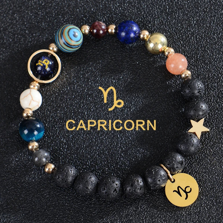 Lava Stone Bracelets 12 Constellations Astrological Zodiac Signs Capricorn
