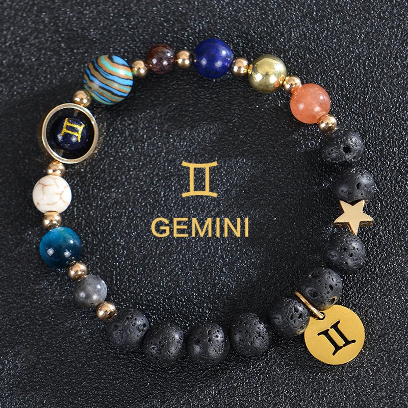 Lava Stone Bracelets 12 Constellations Astrological Zodiac Signs Gemini