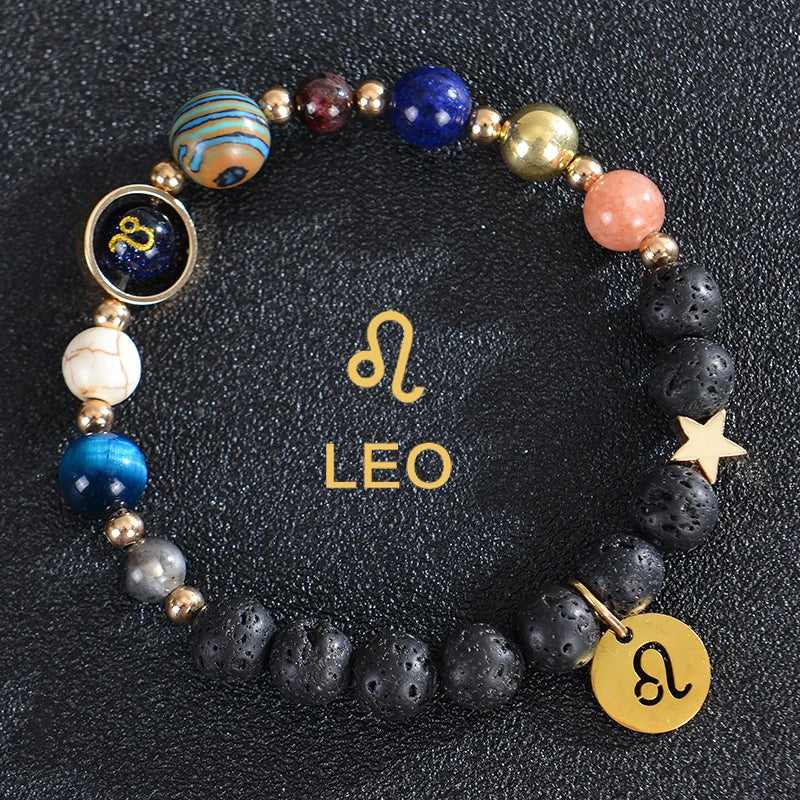 Lava Stone Bracelets 12 Constellations Astrological Zodiac Signs Leo