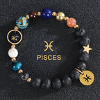 Lava Stone Bracelets 12 Constellations Astrological Zodiac Signs Pisces