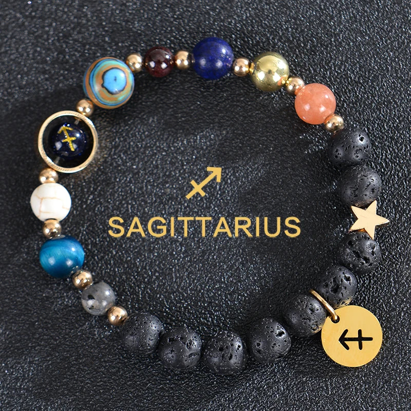 Lava Stone Bracelets 12 Constellations Astrological Zodiac Signs Sagittarius