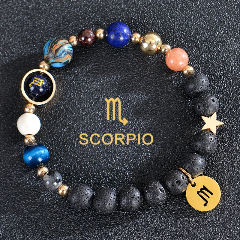 Lava Stone Bracelets 12 Constellations Astrological Zodiac Signs Scorpio