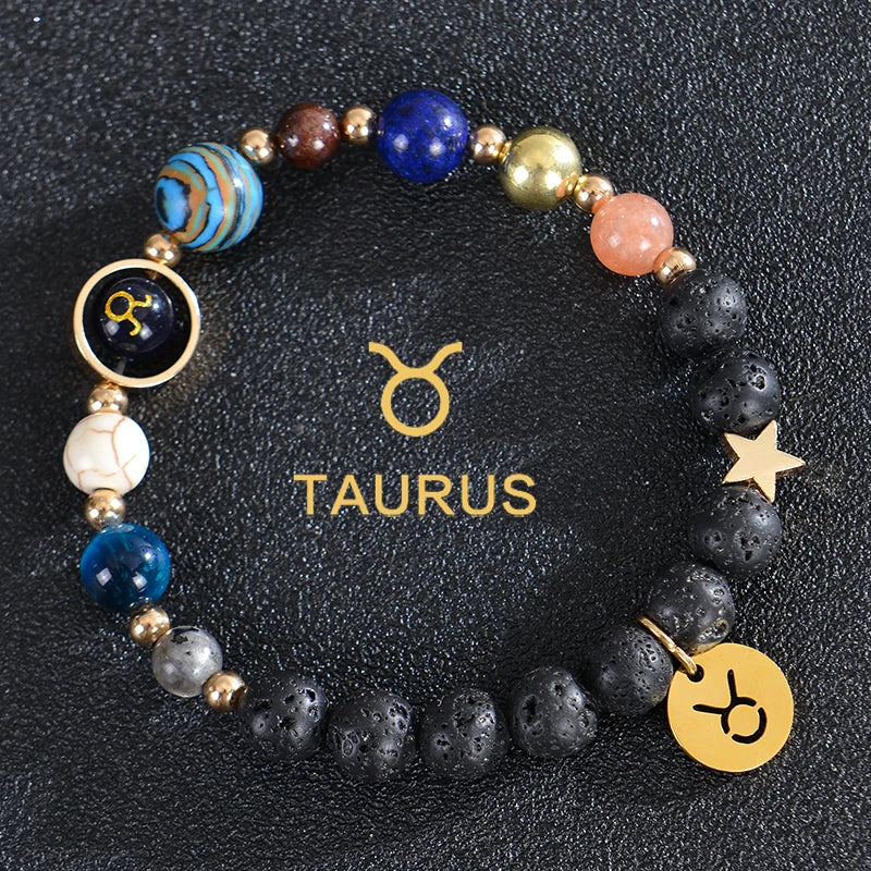Lava Stone Bracelets 12 Constellations Astrological Zodiac Signs Taurus